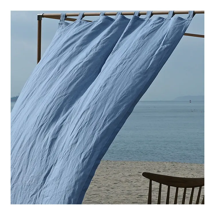 washed soft linen curtains one panel linen drapes in swedish blue