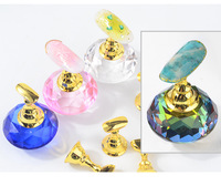 Support d'affichage magnétique en alliage pour faux ongles avec base en cristal et embouts, pour la pratique et la présentation de nail art, manucure