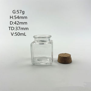 Großhandel 50ml Mini Quadratisches Klares Glas Gewürzglas 2oz Augentropfen Infusion Wunschflasche mit Korken für die Küche - Product Image 5