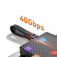 90 °   Câble USB4 Type C en forme de L, 40 Gbps, 240 W PD, câble plat en silicone court pour SSD externe, station d'accueil pour ordinateur portable