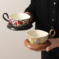 Ensemble de tasses à café et soucoupes en céramique vintage de designer, style rétro haut de gamme, petite niche, tasse pour couple, utilisation à domicile, café, bar, luxe classique