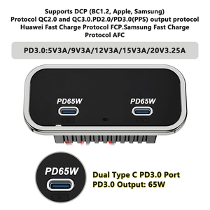 <span class=keywords><strong>Prise</strong></span> de charge <span class=keywords><strong>pour</strong></span> <span class=keywords><strong>voiture</strong></span> 12V 24V à encastrer 65W double port USB C PD3.0 <span class=keywords><strong>pour</strong></span> siège de bus, siège de coach, <span class=keywords><strong>pour</strong></span> ordinateur portable, tablettes, téléphone - Product Image 3