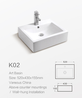 OEM ODM vasque sundowner au-dessus du comptoir lavabo rectangulaire lavabo moderne en céramique