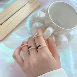 Dylam Trendy Minimalist Design S925 <b>Silver</b> 18K Gold Tiny 5A Cubic Zircon Macaron Candy Color Enamel <b>Adjustable</b> Women <b>Rings</b> - Product Image 5