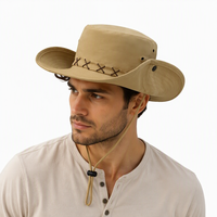 Chapeau Boonie personnalisé kaki à large bord, avec sangle de menton en cuir à bouton-pression latéral, pour activités de plein air, camping, safari, vente en gros, logo