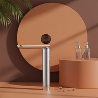 Robinet de lavabo Weihao en laiton brossé doré non revêtu, avec poignée unique en cristal, à poser sur le comptoir, pour salle de bain