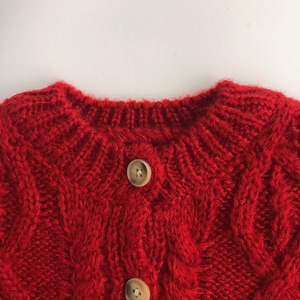 Hiver Toddler Enfants Filles Garçons Noël <span class=keywords><strong>Rouge</strong></span> Chunky Twisted Knit Single Breasted Oversized Cardigan Kids Knitted Sweaters - Product Image 2