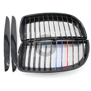Parrilla Delantera para BMW E90 E91, Negro Brillante Tricolor, Barra Única, Estilo M, Pieza de Mejora - Product Image 2