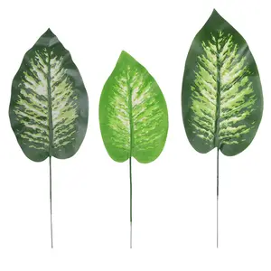 季節卸売緑の植物ヤシの葉単葉フラワーアレンジメントアクセサリー装飾的な生地の葉人工植物