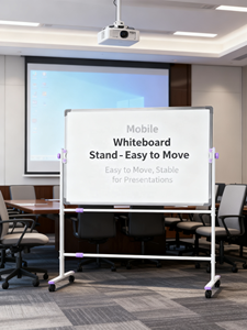 <span class=keywords><strong>Tableau</strong></span> Blanc Mobile Magnétique sur Roulettes 90x120cm, Hauteur Réglable, pour Bureau et Salle de Classe - Product Image 6