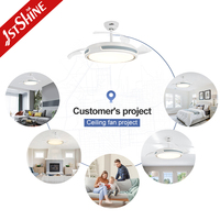 Ventilateur de plafond 1stshine 42 pouces avec télécommande, lames rétractables, éclairage intégré, design moderne et professionnel, vente directe usine, excellent vendeur