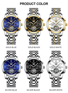 POEDAGAR 1406 Montre automatique mécanique de luxe pour homme avec tourbillon, diamètre 41 mm, bracelet en acier inoxydable, étanche 30 m, style business - Product Image 6
