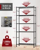 Étagères de rangement verticales modernes robustes à 5 niveaux, multifonctionnelles, en métal antirouille, grande capacité, installation facile, pour la cuisine