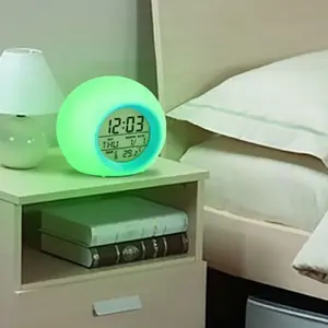 Многофункциональный Будильник со светодиодной подсветкой, меняющий цвет, цифровой будильник с календарем и монитором, светодиодный Будильник
