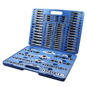 factory price 110 pcs M2~M18 metric tool set alloy steel Hand Tap and die Tap Wrench set With grey Metal Box