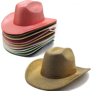 G205002 colori metallici Glitter per adulti Rodeo cappello da Cowboy Festival COSTUME COSPLAY TOP cappelli Fedora per feste