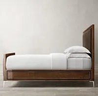 Ensemble de chambre à coucher classique de luxe américaine Sassanid OEM lit à panneaux en cuir Benoit avec pied