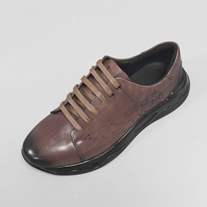 Genuine Leather Men's <b>Round</b> Toe Lace-up Casual Shoes <b>Cushioned</b> EVA Midsole Rubber Outsole All Seasons - Product Image 3