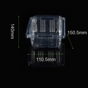 Boîte d'emballage alimentaire en PET transparente, jetable, à charnière, personnalisable, pour fruits, salades, etc. - Product Image 1