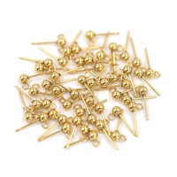Boucle d'oreille en acier inoxydable plaqué or 18 carats avec connecteur pour la fabrication de bijoux, boule ronde de 4 mm
