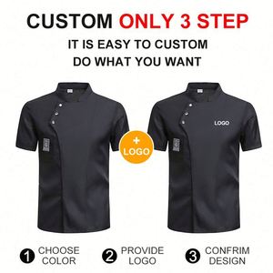Chaqueta de Cocina de Manga Corta, Uniforme de Trabajo Duradero, Color Sólido, Impermeable, Chaqueta de Chef de Restaurante de Algodón - Product Image 3