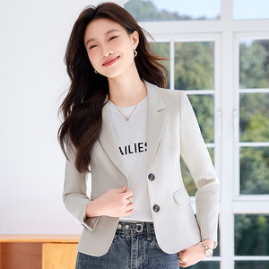 Women's Burgundy Blazer Short Style Solid Color Polyester Worsted No-Wrinkle Treatment Spring Autumn 2025 - Product Image 3