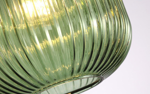 Lámpara colgante decorativa de cristal ámbar estriado, moderna bola de cristal acanalada con acabado de latón, accesorios de iluminación para comedor - Product Image 4
