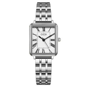 นาฬิกาควอทซ์ทรงสี่เหลี่ยมสำหรับผู้หญิงทำจากสแตนเลสสตีลแข็งแบบโรมันพิเศษสำหรับเทศกาลคริสต์มาส - Product Image 1