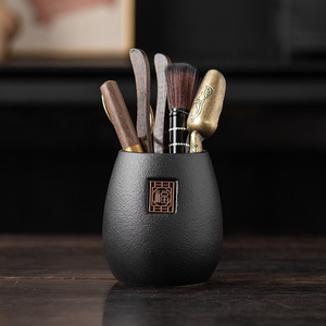 Accessoires de <span class=keywords><strong>thé</strong></span> en bois noir Poterie Six <span class=keywords><strong>Gentlemen</strong></span> Tea Ceremony Set - Product Image 1