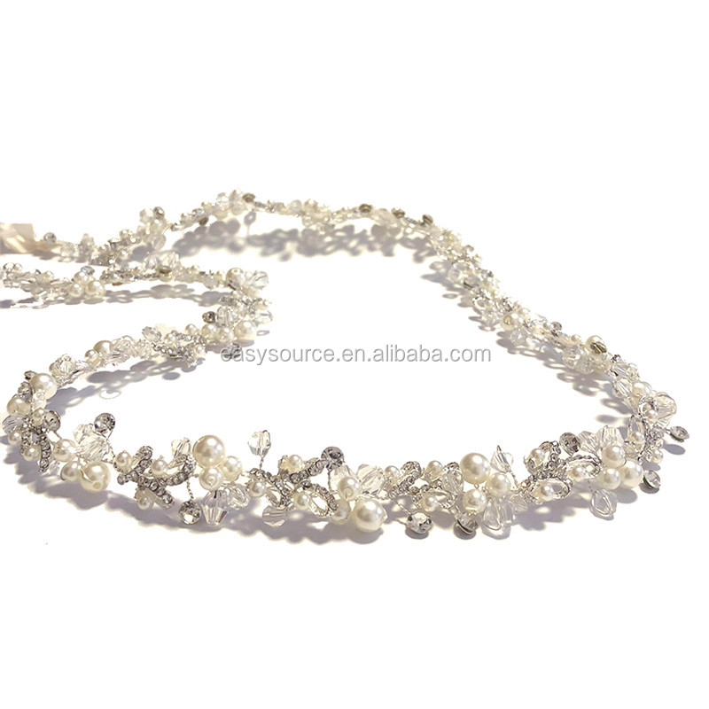 RE3615 классический дизайн с горным хрусталем и жемчугом свадебное платье пояса для невест свадебные створки