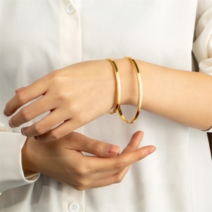 Simple Fashion Jewelry 18k Gold Plated Blank Hoop <b>Bangles</b> <b>Bracelets</b> - Product Image 4