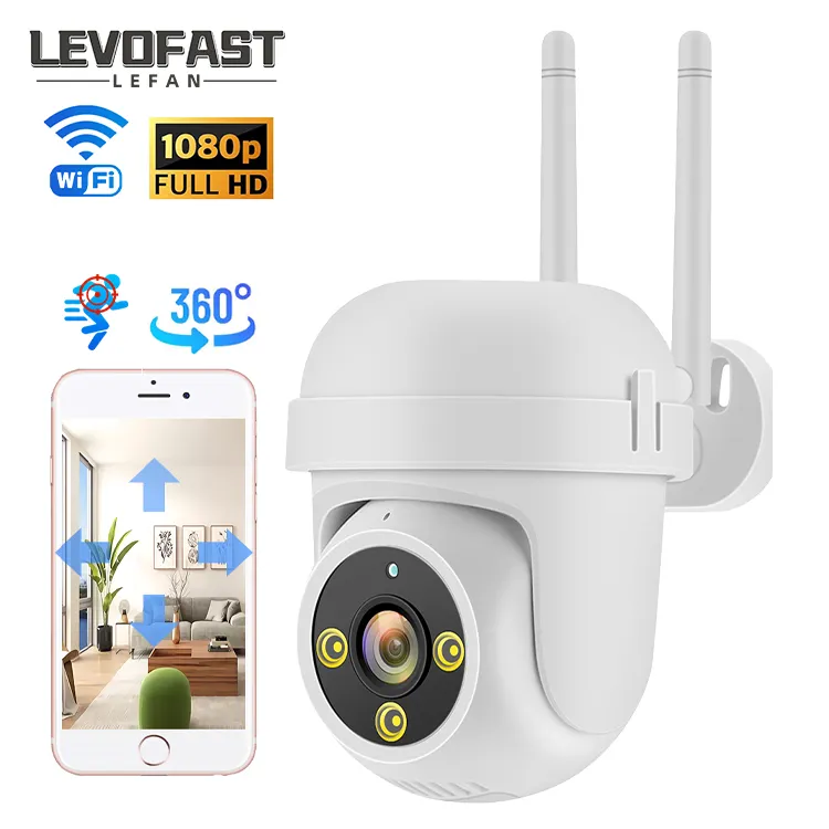 LEVOFAST Outdoor PTZ Control CCTV Security Dome Camera 2.4G WIFi Support 128GB Memory Card IP66 Waterproof WIFi Security Camera