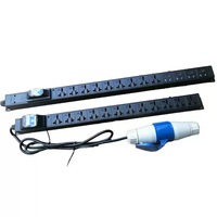 PDU de 16A/32A con 6 Puertos y 8 Vías, Enchufe de Rack de Aleación de Aluminio con Disyuntor, Tira de Alimentación para Sala de Servidores
