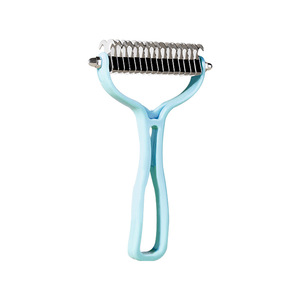 Doppia faccia in plastica Pet spazzola pettine sostenibile toelettatura <span class=keywords><strong>per</strong></span> <span class=keywords><strong>cani</strong></span> strumenti di spargimento con nodo di pelliccia Cutter <span class=keywords><strong>per</strong></span> gatti - Product Image 1