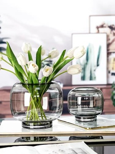 Luce di lusso decorativo di colore primario asciutto ornamenti di fiori trasparenti acqua alzata vaso di vetro - Product Image 3