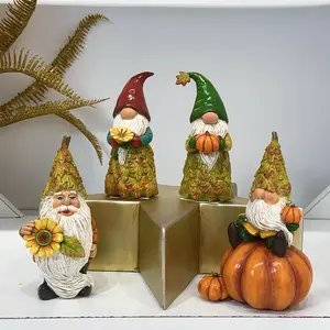 Fall Decoration Resin Pumpkin Garden Gnomes Statue Poly Resin Gnome With Pumpkin For Thanks Giving Gift Outdoor Decoration