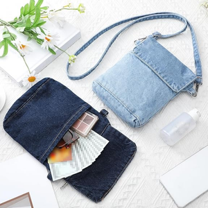 Bolsos de mezclilla pequeños personalizados, bandoleras, bolsos de hombro de mezclilla, bolsos retro ajustables para celular, para mujer - Product Image 5