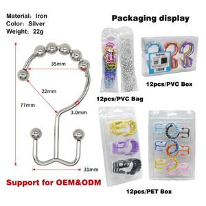 EWANG Lot de 12 crochets doubles en métal pour rideau de douche - Product Image 3