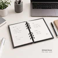 Carnet de notes à 6 anneaux en PP transparent fumé personnalisé, organiseur de planification, journal rechargeable, coins arrondis, pour bureau, OEM, ODM, vente en gros