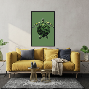 Elegant Green Animal Print Canvas Artwork - Flat Printed Design,<b>BLACK</b> <b>FRAMED</b> CANVAS - Product Image 3