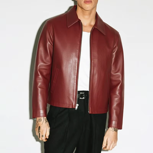 Manufacturer Custom Casual Waterproof <b>Zip</b> <b>up</b> <b>Jacket</b> Luxury Pu Men Leather <b>Jacket</b> - Product Image 1