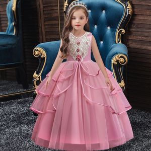 Children's Ball Gown Dress Sweetheart Neckline Pink Tulle Skirt Flower Girl Evening Wear For Girls Performance Costume - Product Image 1