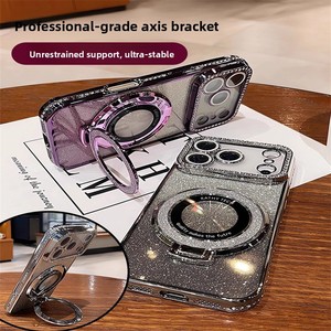 เคสโทรศัพท์เคลือบเงาประดับกลิตเตอร์และเพชรเทียม พร้อมที่ยึดแม่เหล็กสำหรับ 17 <span class=keywords><strong>PRO</strong></span> MAX/ฟิล์มเลนส์/16 - Product Image 2