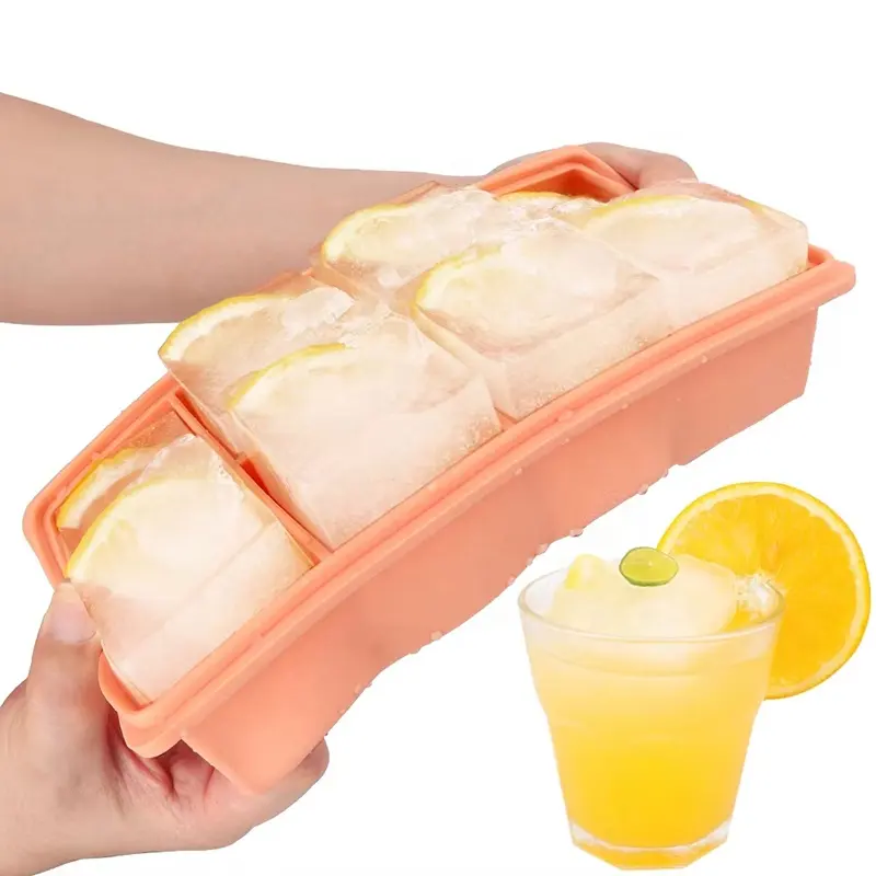 8 Holte Silicone Ice Cube Maker Tray Voedsel Bevriezing Container Met Deksel