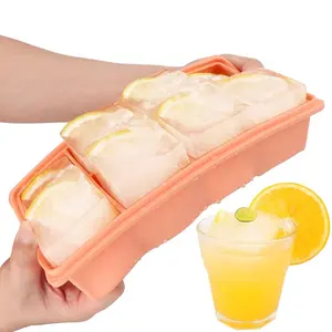 Bandeja do cubo de gelo de silicone, 8 cavidades, recipiente de congelamento de alimentos com tampa