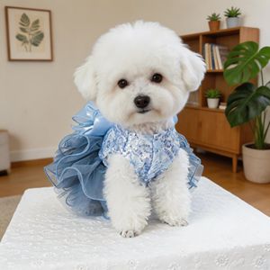 Blue Galaxy Wedding Dress For Pets Dog <b>Cat</b> Skirt Cute Polyester Four Seasons Solid Color Pet <b>Clothes</b> - Product Image 2