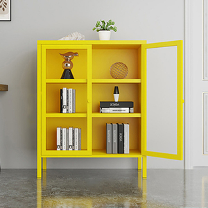 Nordic iron bookcase cabinet glass door display cabinet living room metal cupboards storage cabinet