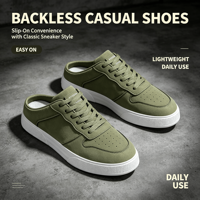 Chaussures de skate mules basses pour hommes, motif uni, respirantes, résistantes à l'abrasion, à enfiler, pour la marche, semelle extérieure en plastique, bout pointu