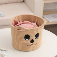 Poignée de panier de rangement en fil de coton mignon pour jouets pour enfants Articles divers Vêtements sales-Organisateur de broderie durable et écologique