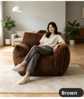 Fauteuil paresseux convertible moderne en velours imitation lapin, confortable, en mousse à mémoire de forme, pour chambre et balcon